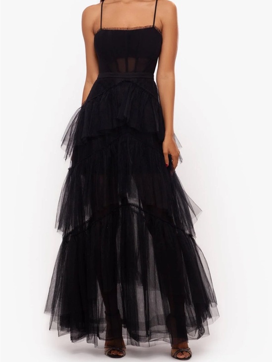 Betsy & Adam Dresses & Skirts - Betsy & Adam Black Tiered Tulle Maxi Dress